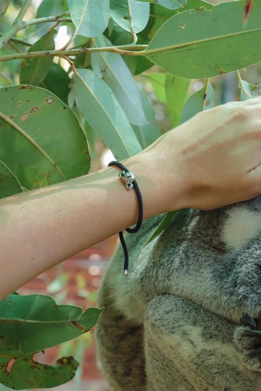 Green Guardian Koala Charm Bracelet Black